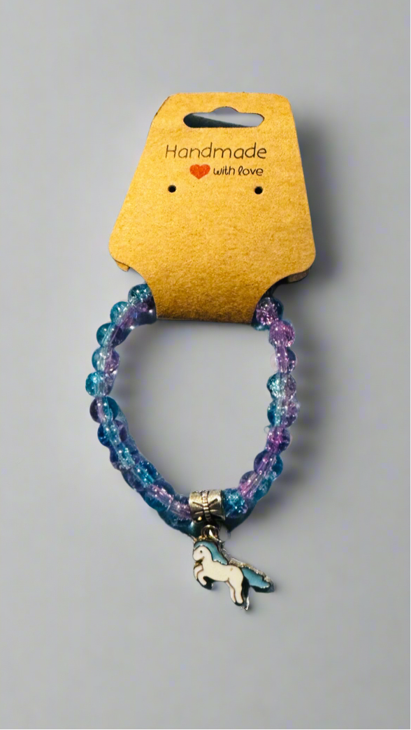 Magical Unicorn Charm Bracelet | Purple & Blue Sparkle Jewelry for little Girls
