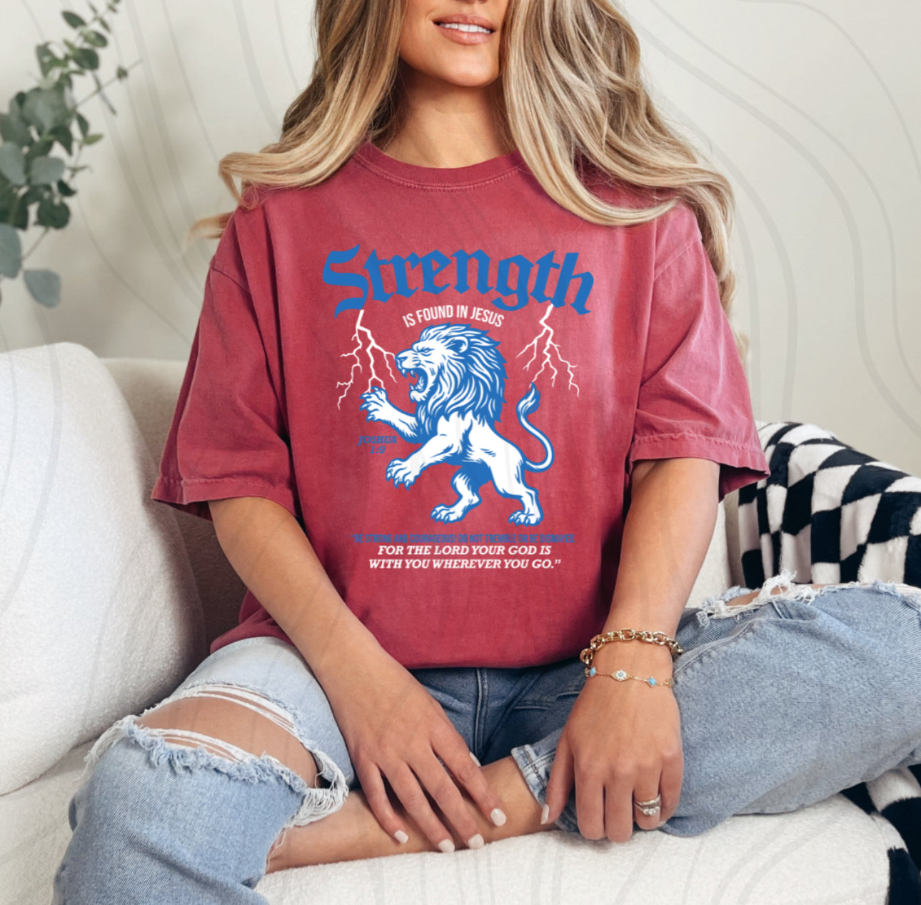 "Strength is Found in Jesus" Lion & Lightning Tee Pre-Order