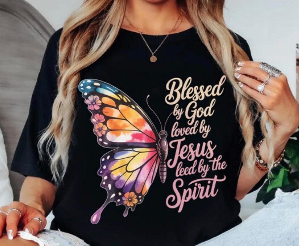 Blessed by God Butterfly – Premium Christian Graphic Tee