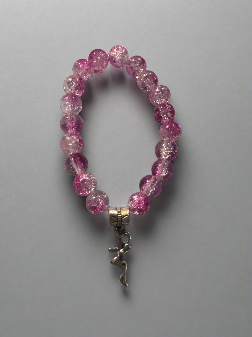 Pink Shimmer little girls Charm Stretch Bracelet