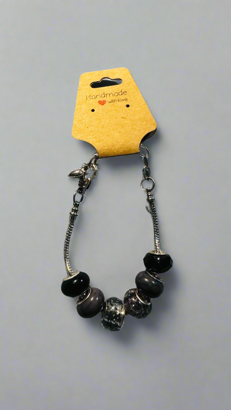 Urban Chic Charm Bracelet | Black & Grey European Style Jewelry
