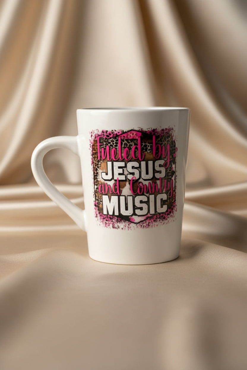 Fueled by Jesus & Country Music 14oz UV DTF Wrapped Mug – Truly Blessed Boutique