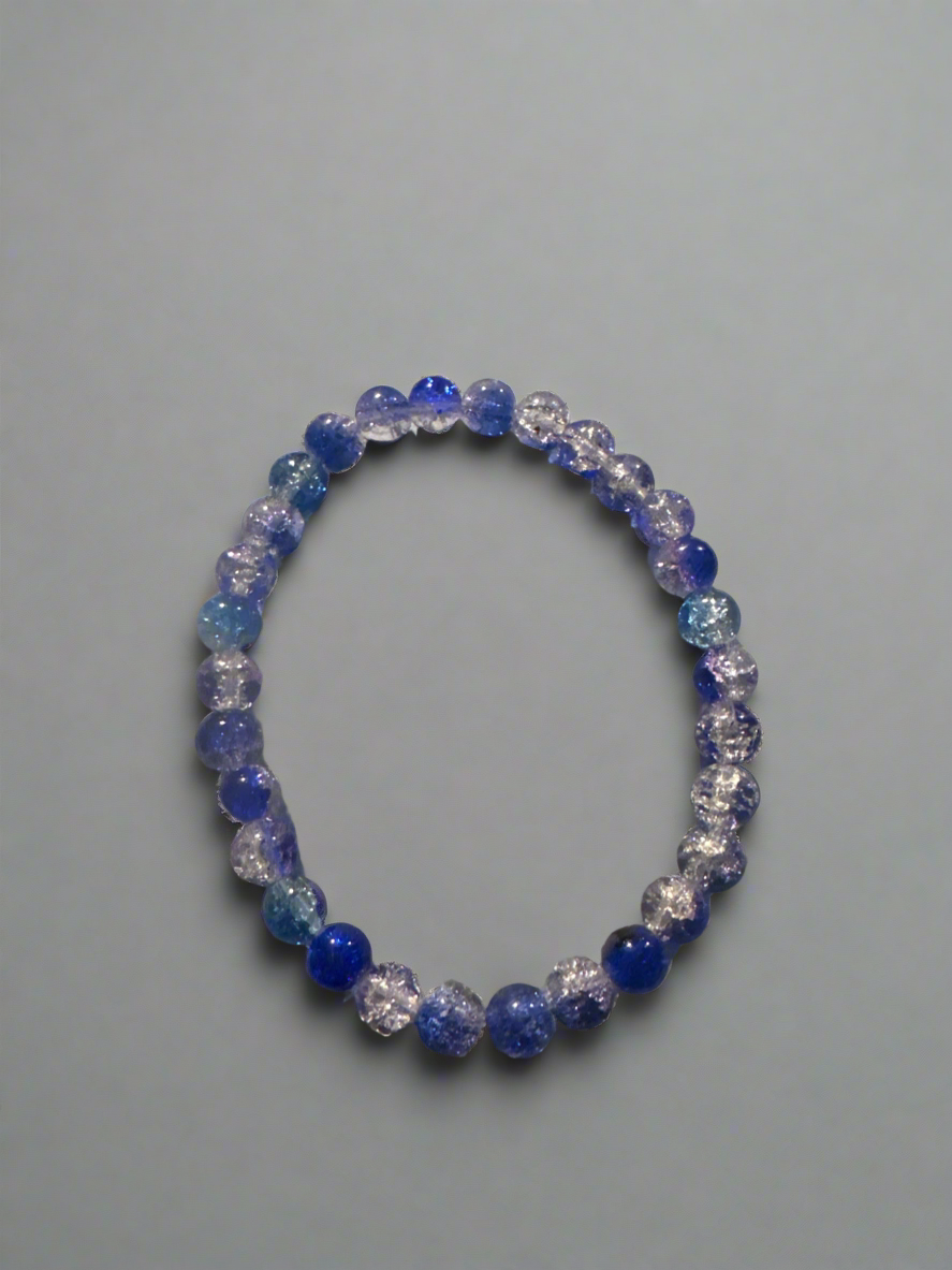 Deep Freeze Crackle Bead Stretch Bracelet (Large)