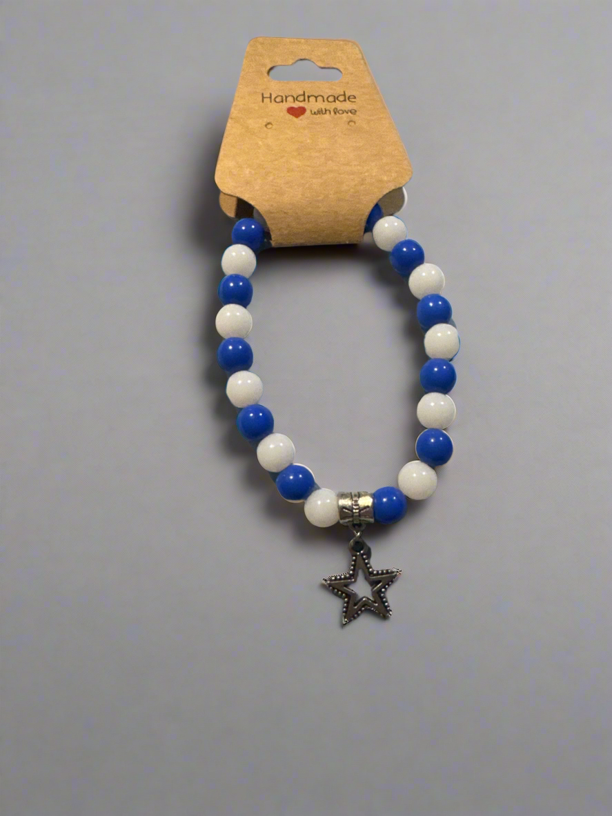 Ocean Starfish Charm Bracelet | Blue & White Beaded Jewelry