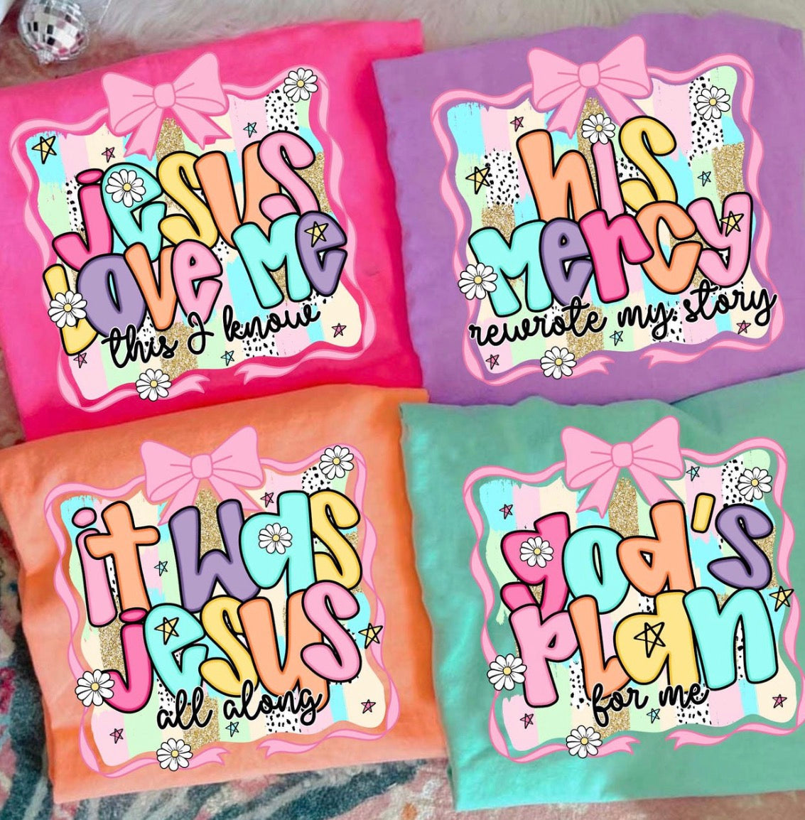 Colorful Christian Graphic Tees | Retro Faith Based Shirts | Jesus Loves Me Collection