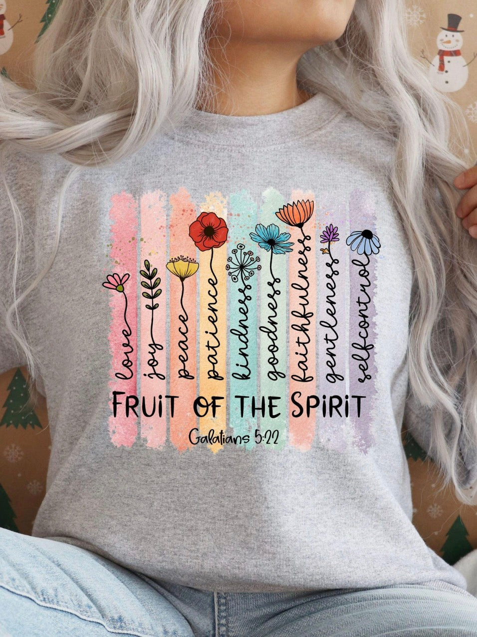 Fruit of the Spirit T-Shirt - Galatians 5:22 Floral Christian Tee - Faith-Based Bible Verse Shirt - Religious Gift for Women - Gildan Heavy Cotton