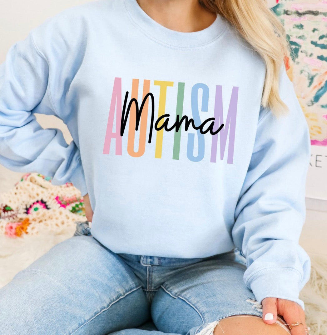 Autism Mama Shirt – Pastel Rainbow Autism Awareness Tee – Autism Mom Sweatshirt or Hoodie