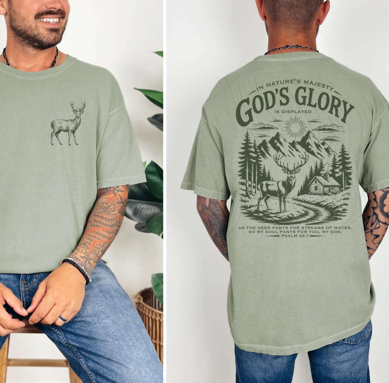 God's Glory Nature & Deer Graphic Tee - Psalm 42:1 Pre-Order