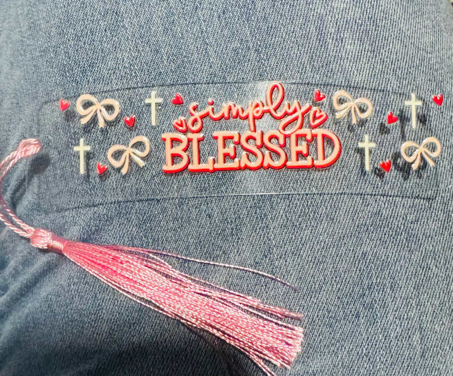 "Simply Blessed" Acrylic Bookmark with Pink Tassel | Faith & Gratitude Gift