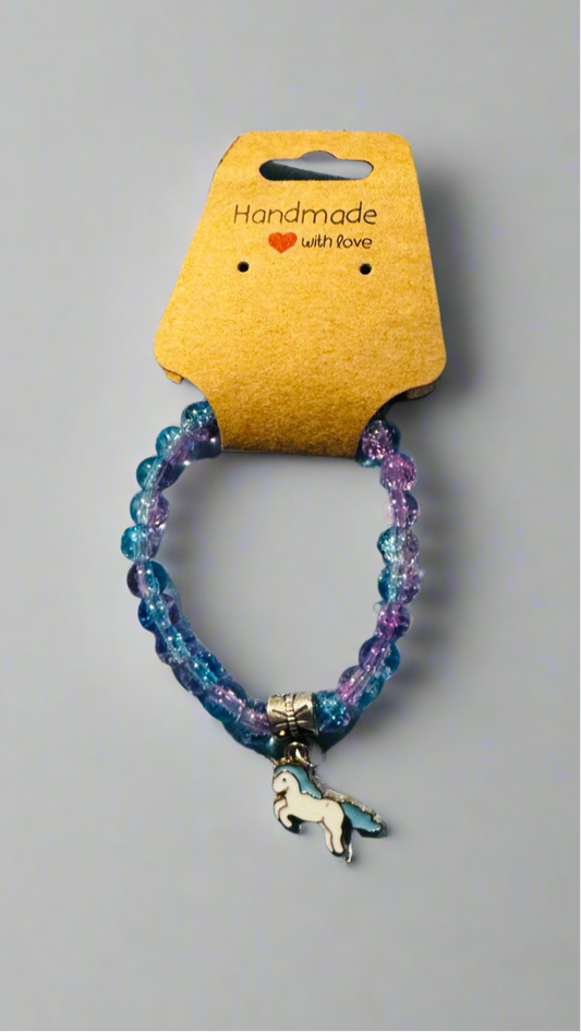 Magical Unicorn Charm Bracelet | Purple & Blue Sparkle Jewelry for little Girls