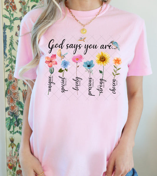 God Says You Are… Christian T-Shirt | Faith Apparel | Bible Verse Tee 🌸
