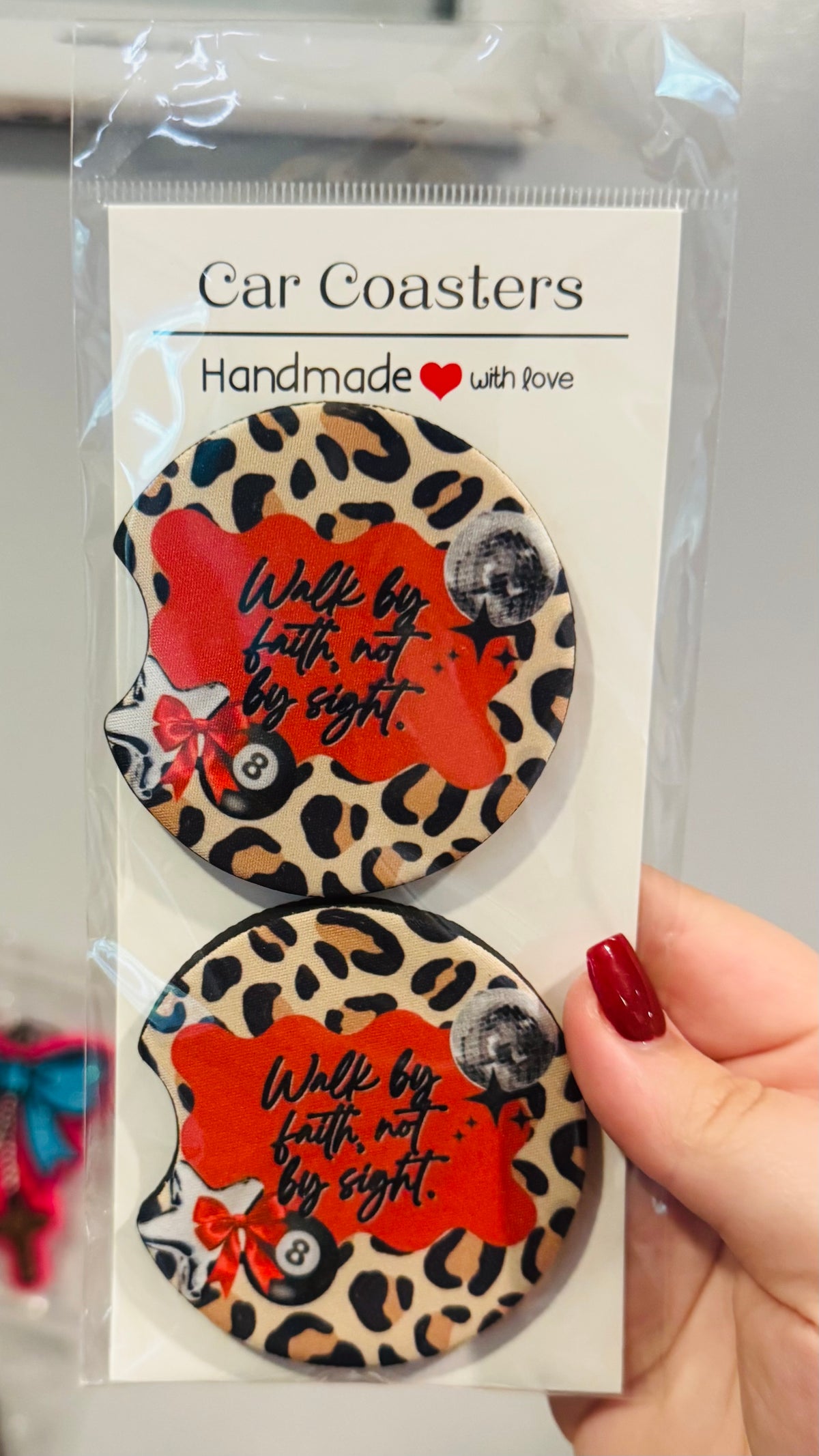 Walk By Faith Car Coaster Set