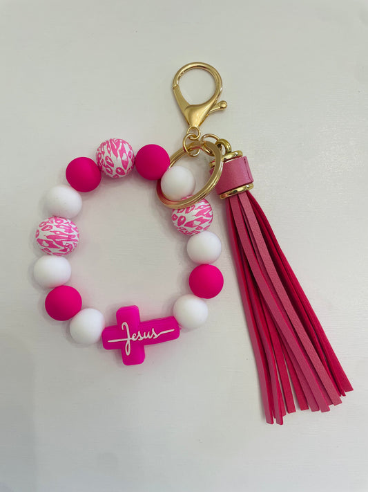 Christan Keychain Wristlet Pink