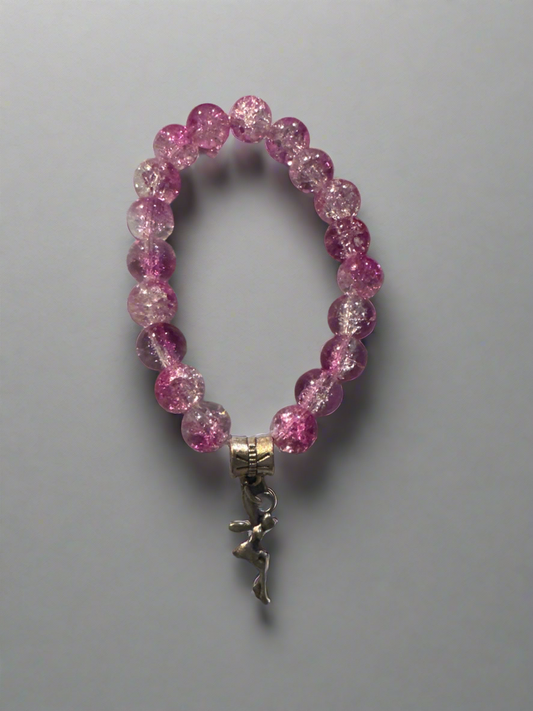Pink Shimmer little girls Charm Stretch Bracelet