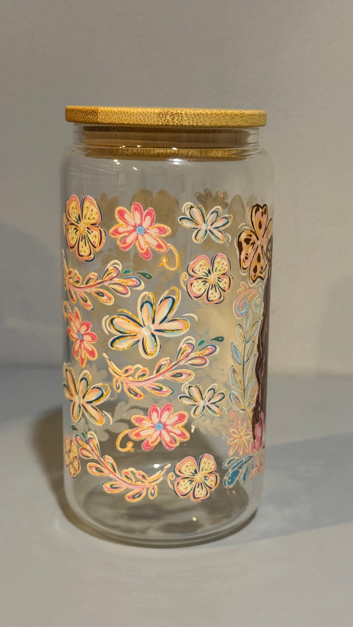 Jesus & Lion Floral – 16oz Glass Tumbler