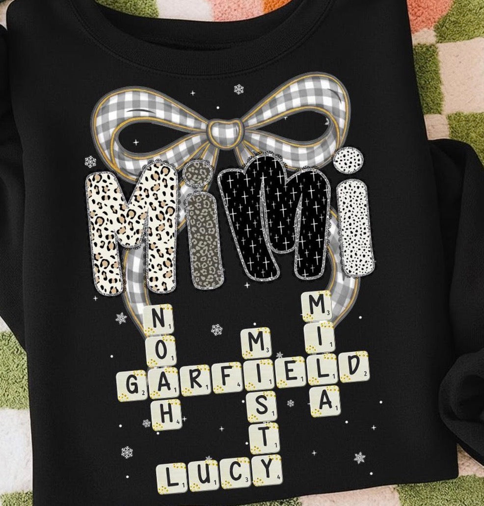 Custom Mom Shirt, Personalized Crossword Shirt, Mama Nana Gigi Shirt, Family Name Shirt, Custom Gift for Mom, Holiday Shirt