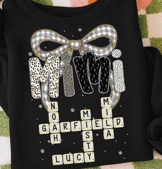 Custom Mom Shirt, Personalized Crossword Shirt, Mama Nana Gigi Shirt, Family Name Shirt, Custom Gift for Mom, Holiday Shirt