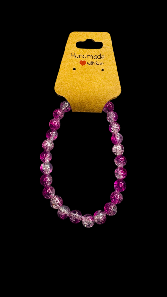 Magenta Crackle Bead Bracelet