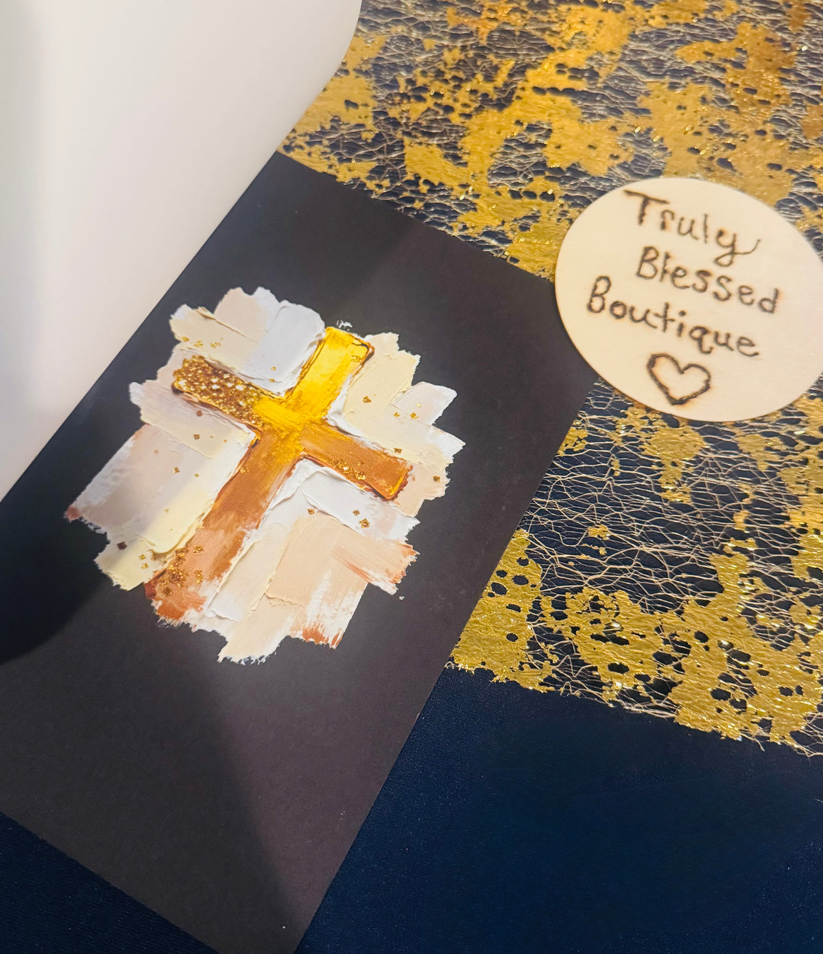 Jesus Loves You Gold Cross Handmade NoteBook