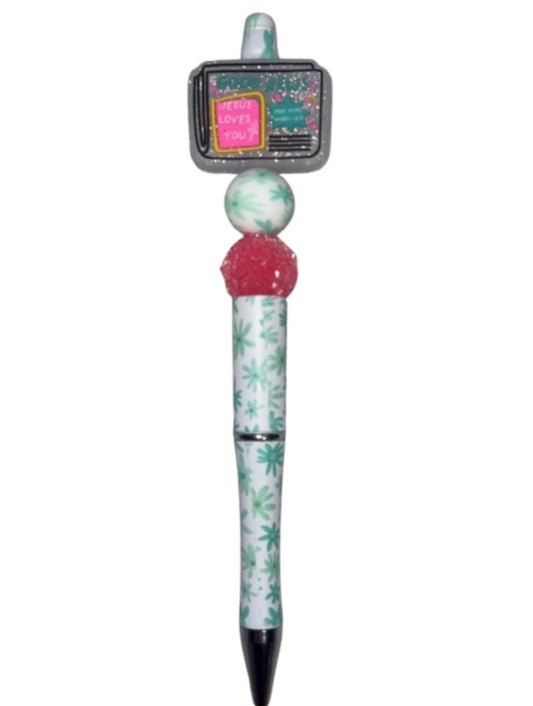 Good News Jesus Loves You Christian Beaded Ink Pen