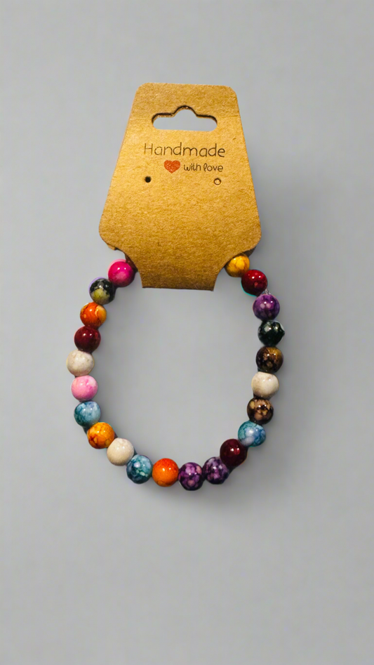 Beaded Bracelet | Multi-Color Marble Stretch Jewelry