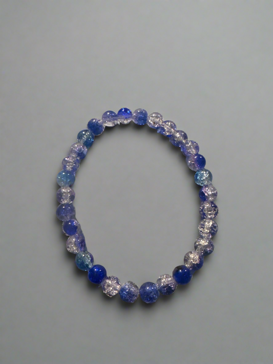 Deep Freeze Crackle Bead Stretch Bracelet (Large)
