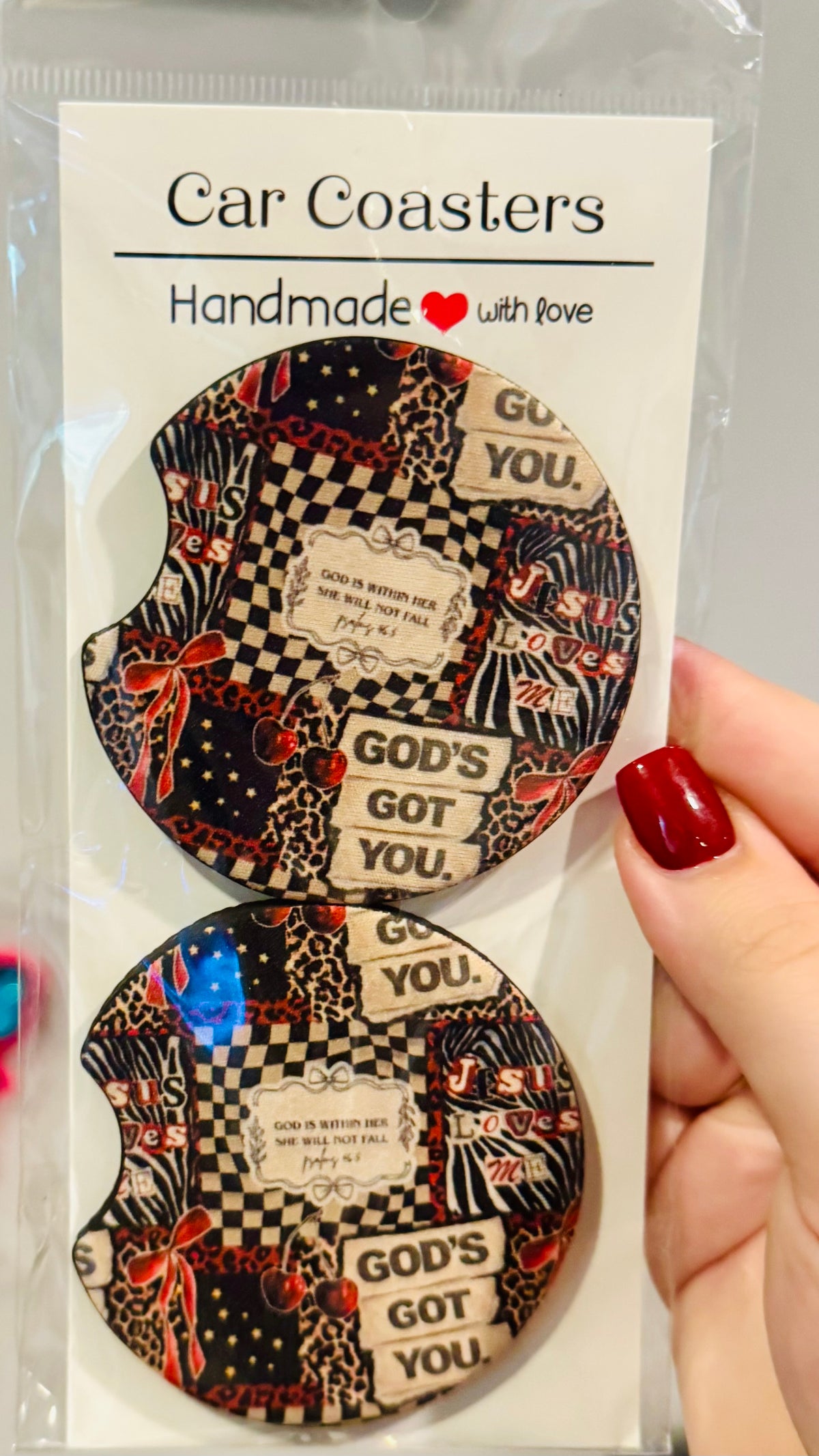 God Got You Car Coaster Set