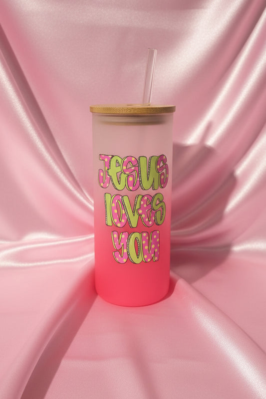 Jesus Loves You 16oz Frosted Glass Tumbler – Truly Blessed Boutique