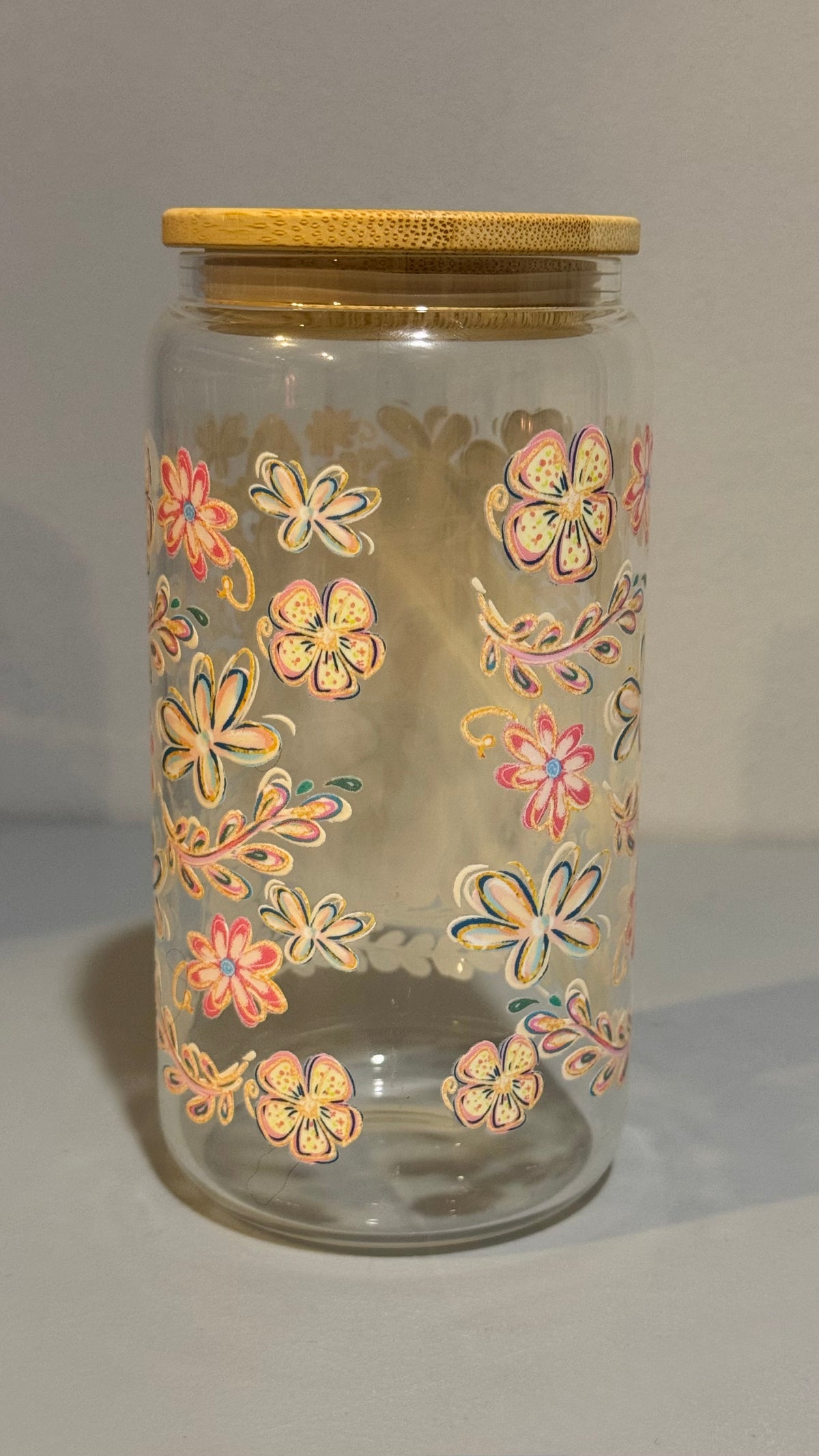 Jesus & Lion Floral – 16oz Glass Tumbler