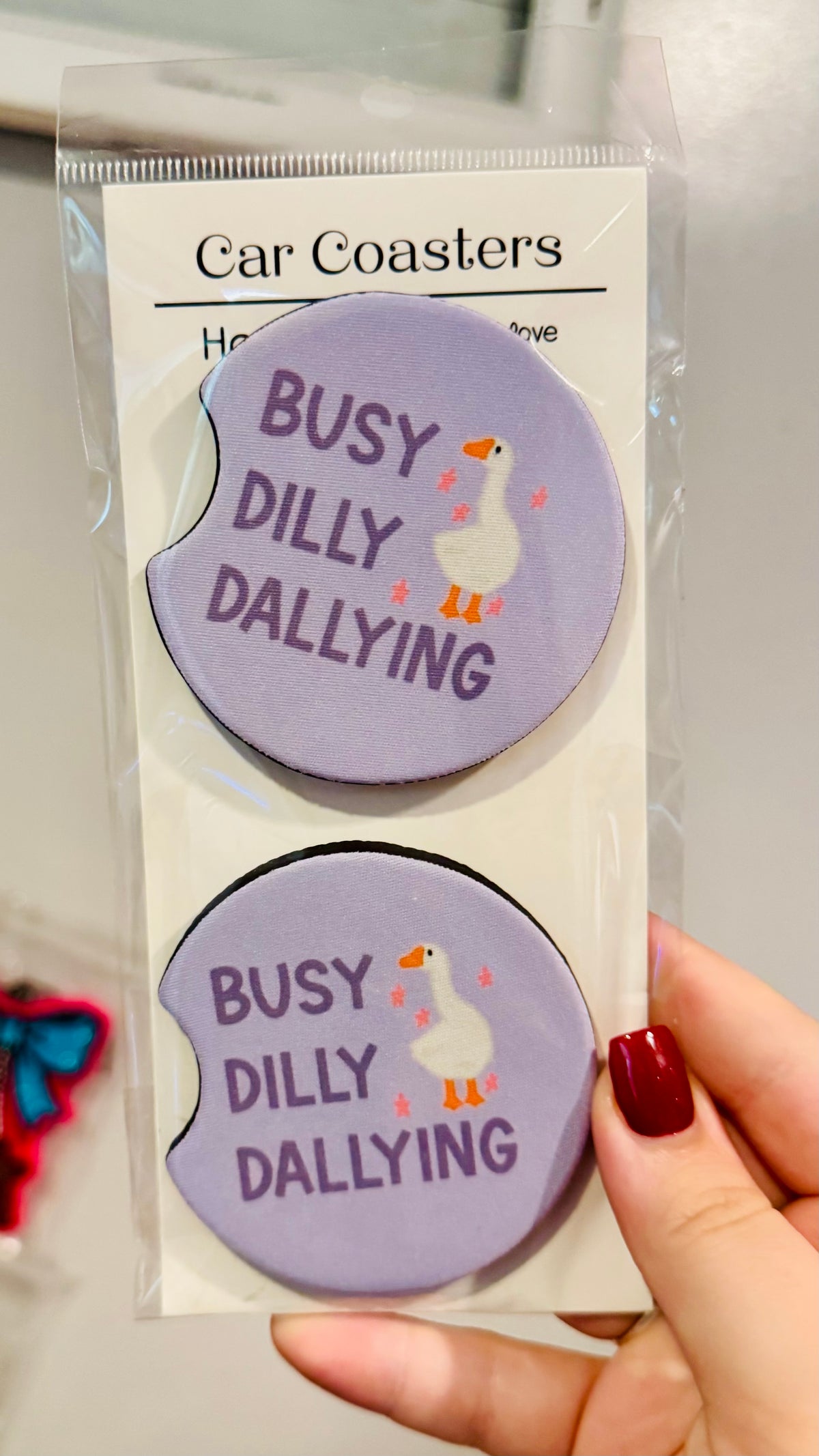 Busy Dilly Dallying Funny Car Coaster Set