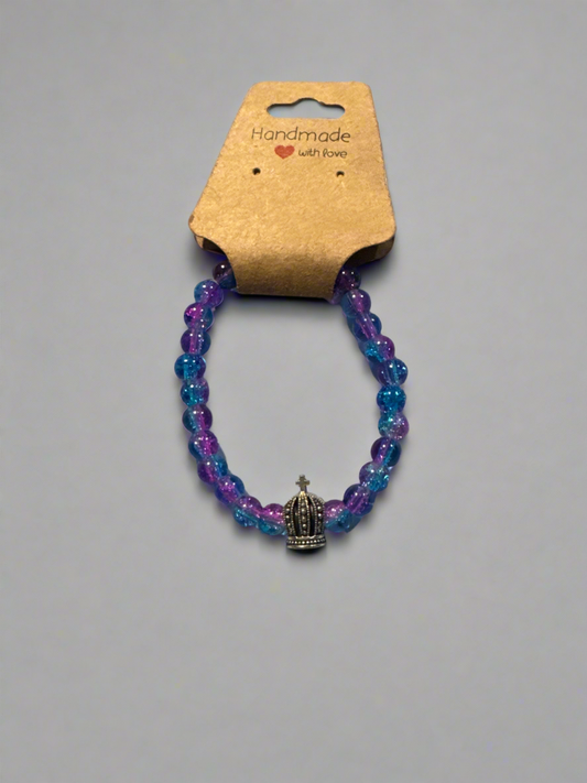 Crown with Cross little girls Beaded Bracelet