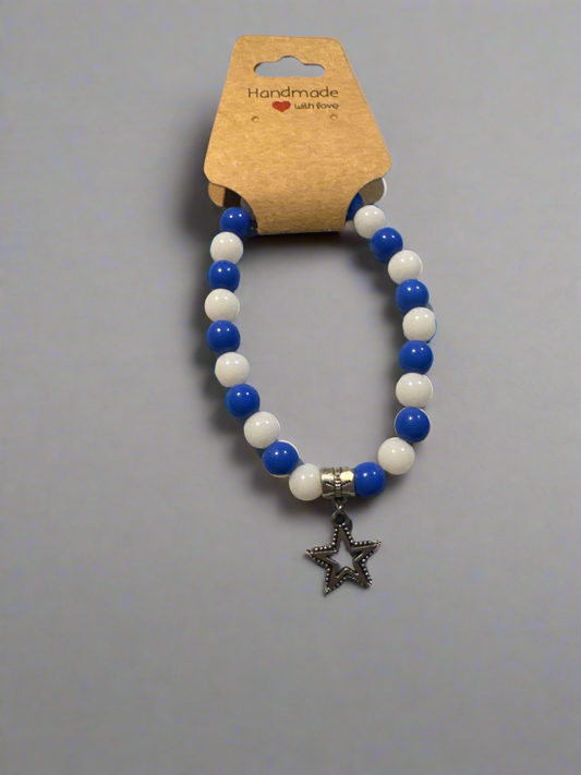 Ocean Starfish Charm Bracelet | Blue & White Beaded Jewelry