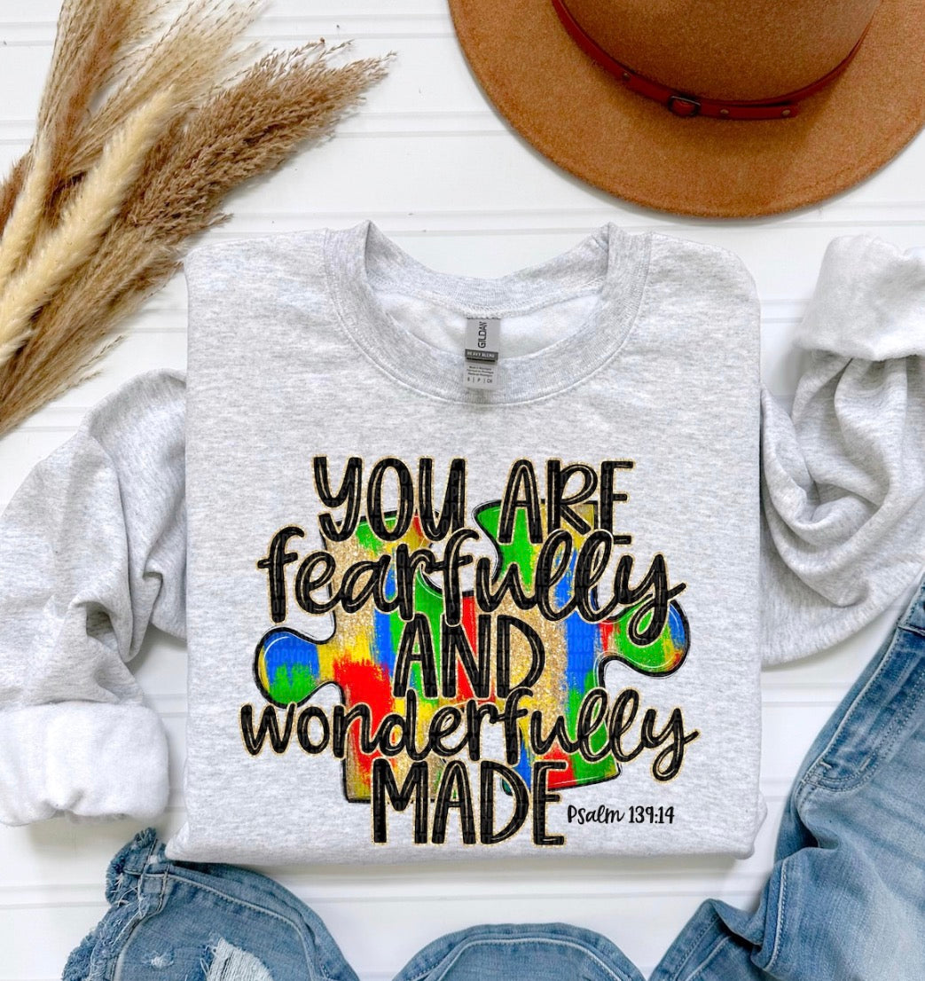 Fearfully and Wonderfully Made Shirt – Autism Awareness Christian Tee – Psalm 139:14 Shirt