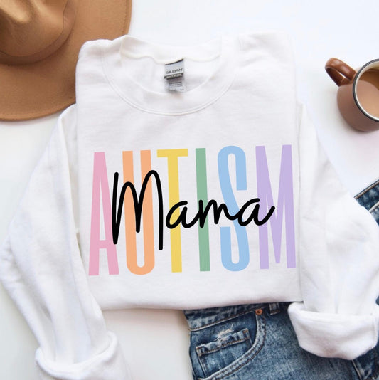 Autism Mama Shirt – Pastel Rainbow Autism Awareness Tee – Autism Mom Sweatshirt or Hoodie