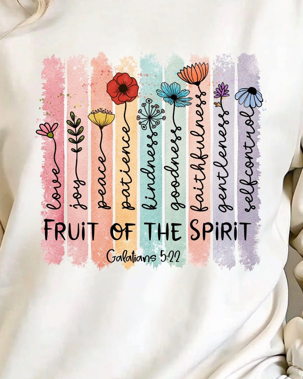 Fruit of the Spirit T-Shirt - Galatians 5:22 Floral Christian Tee - Faith-Based Bible Verse Shirt - Religious Gift for Women - Gildan Heavy Cotton