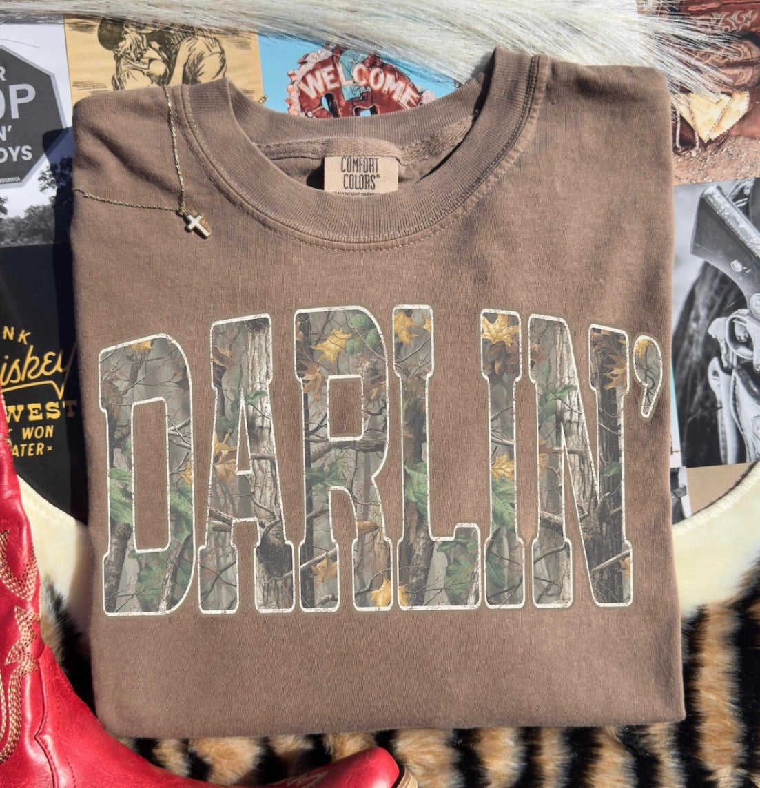 Darlin’ Comfort Colors Camo Graphic Tee | Western Country Shirt | Realtree Inspired Tee