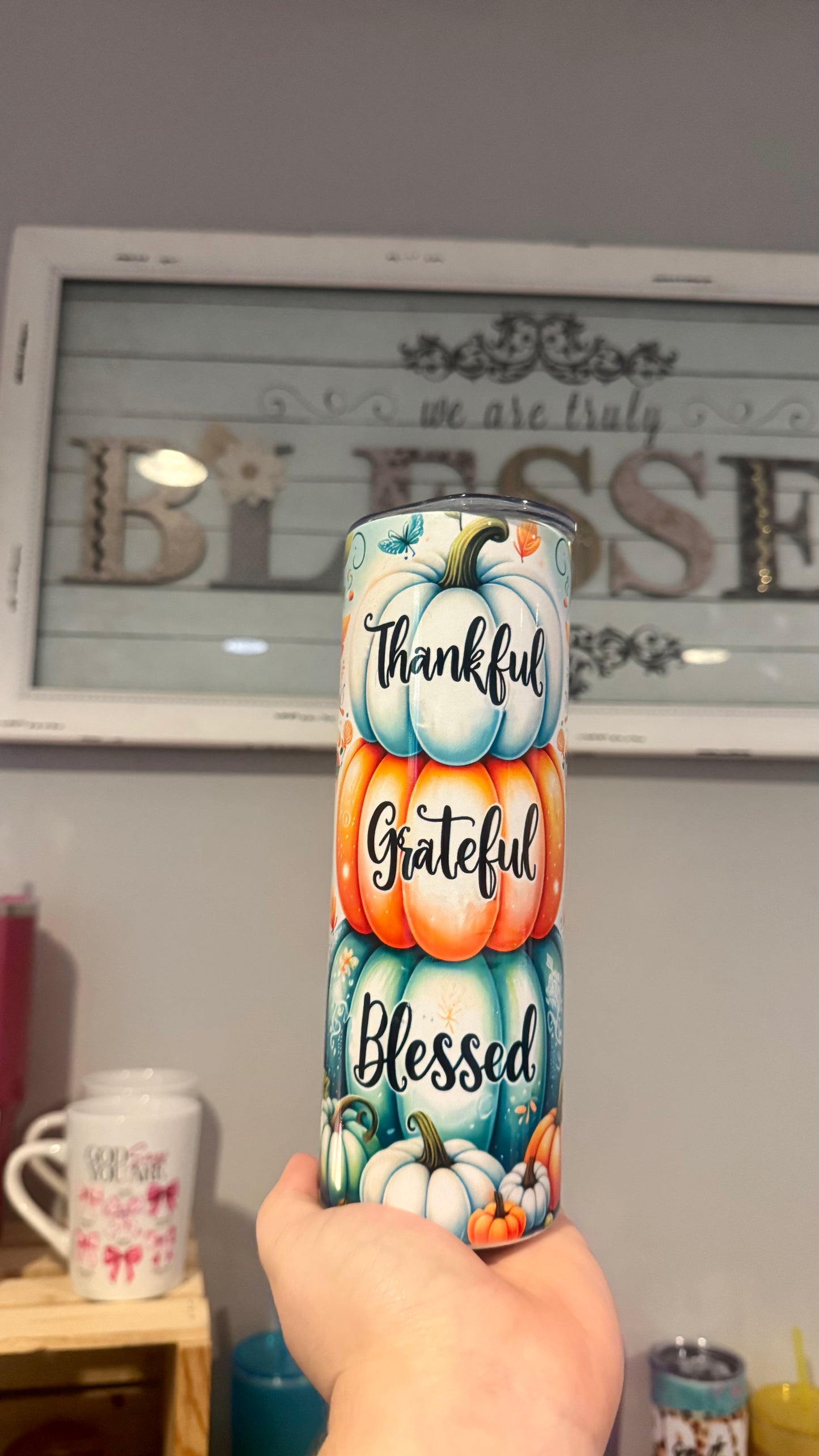 Thankful, Grateful, Blessed Fall Tumbler