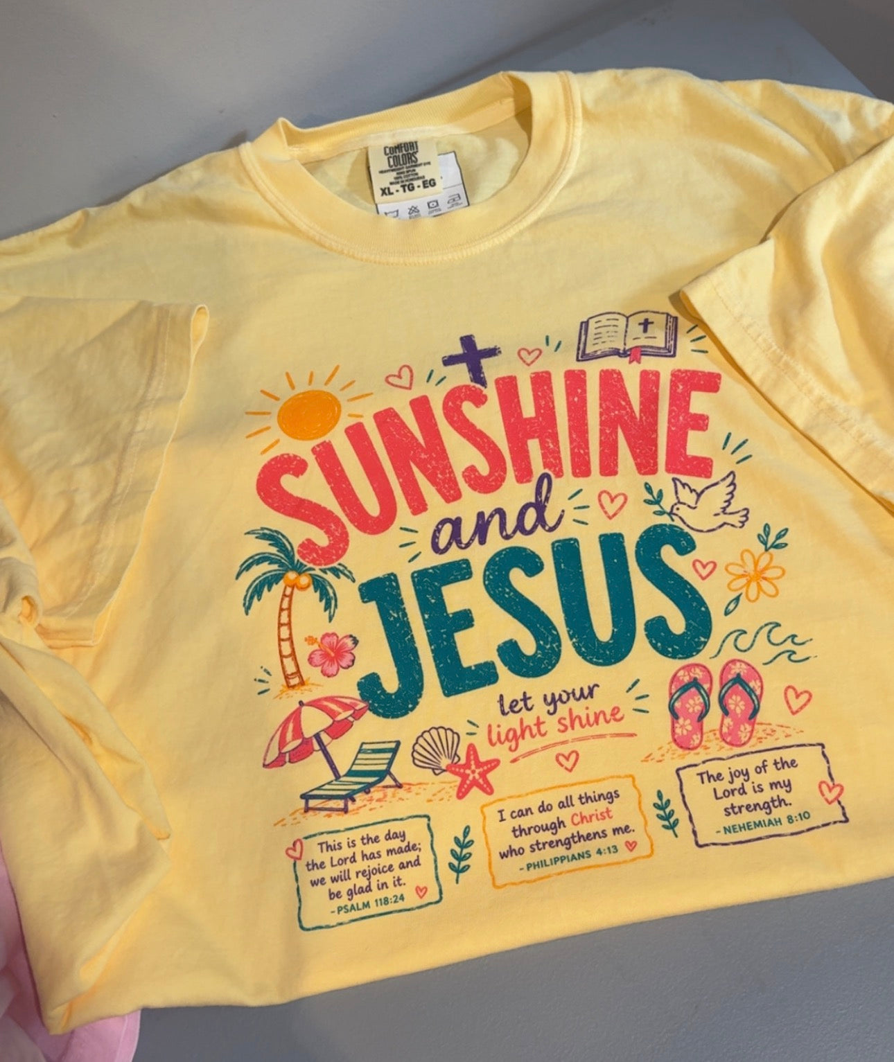 Sunshine and Jesus Comfort Colors Tee – Let Your Light Shine Christian Shirt