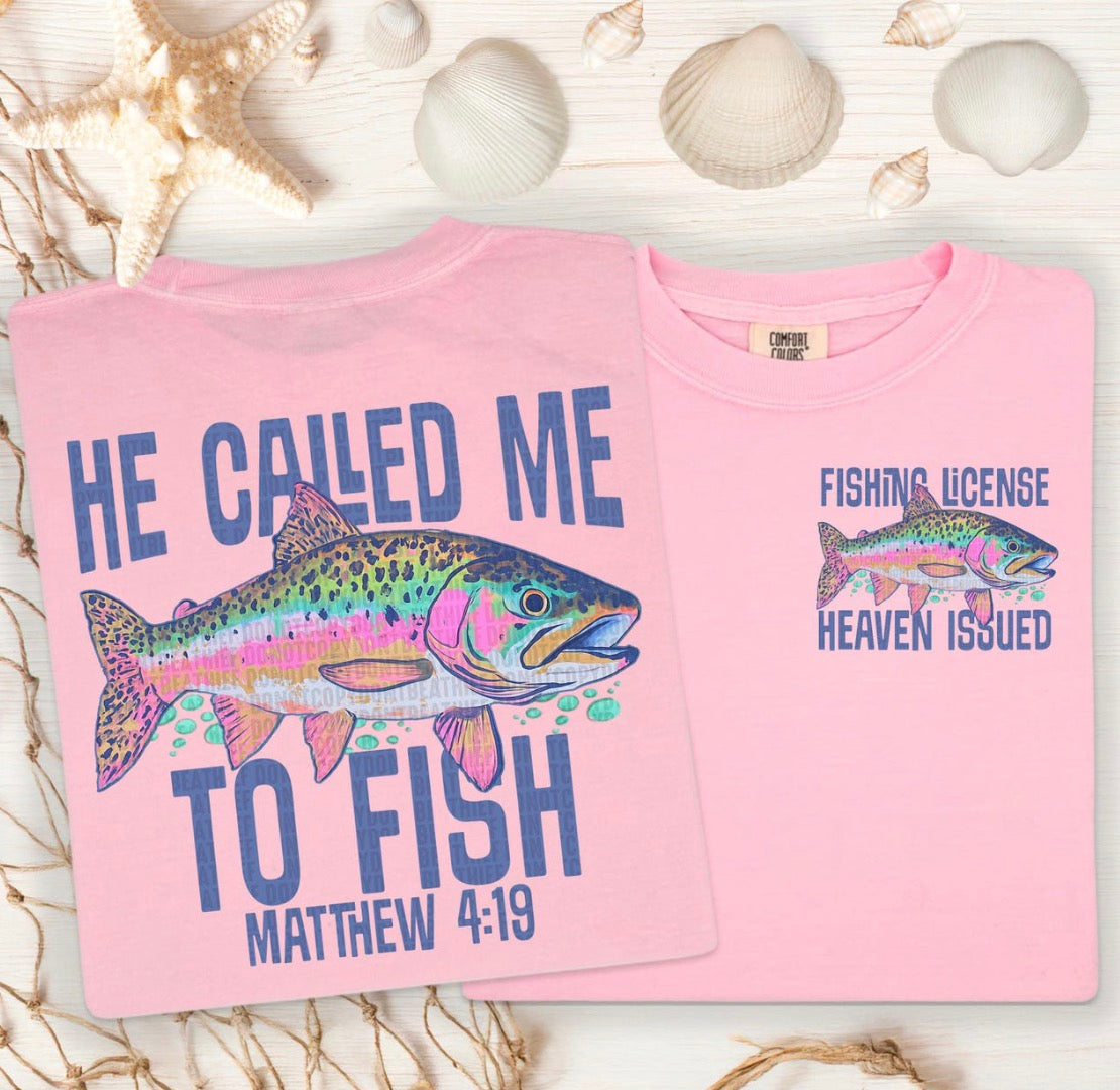 He Called Me to Fish | Matthew 4:19 Christian Fishing Shirt | Faith-Based Graphic Tee