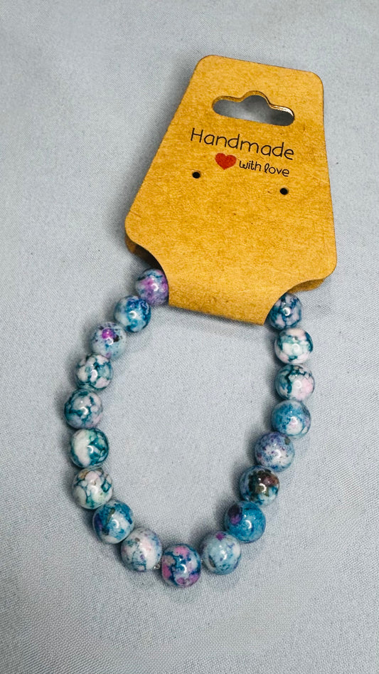 Little Girl’s Blue and Purple Marble Bead Bracelet