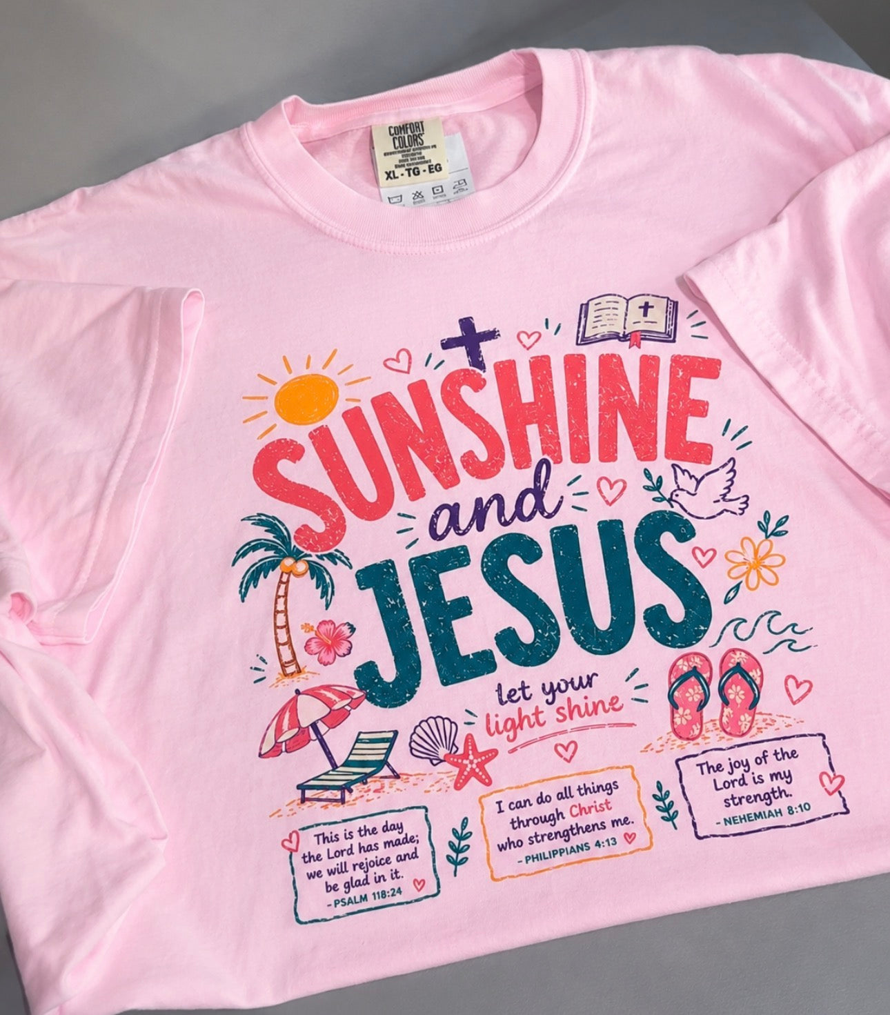 Sunshine and Jesus Comfort Colors Tee – Let Your Light Shine Christian Shirt