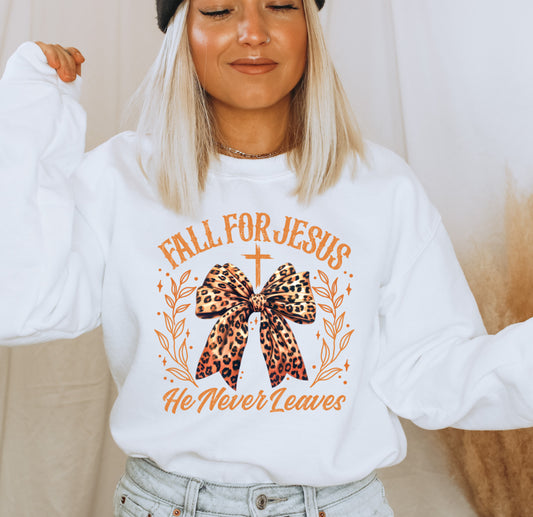 "Fall For Jesus" Leopard Print Sweatshirt Pre-Order