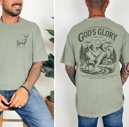 God's Glory Nature & Deer Graphic Tee - Psalm 42:1 Pre-Order