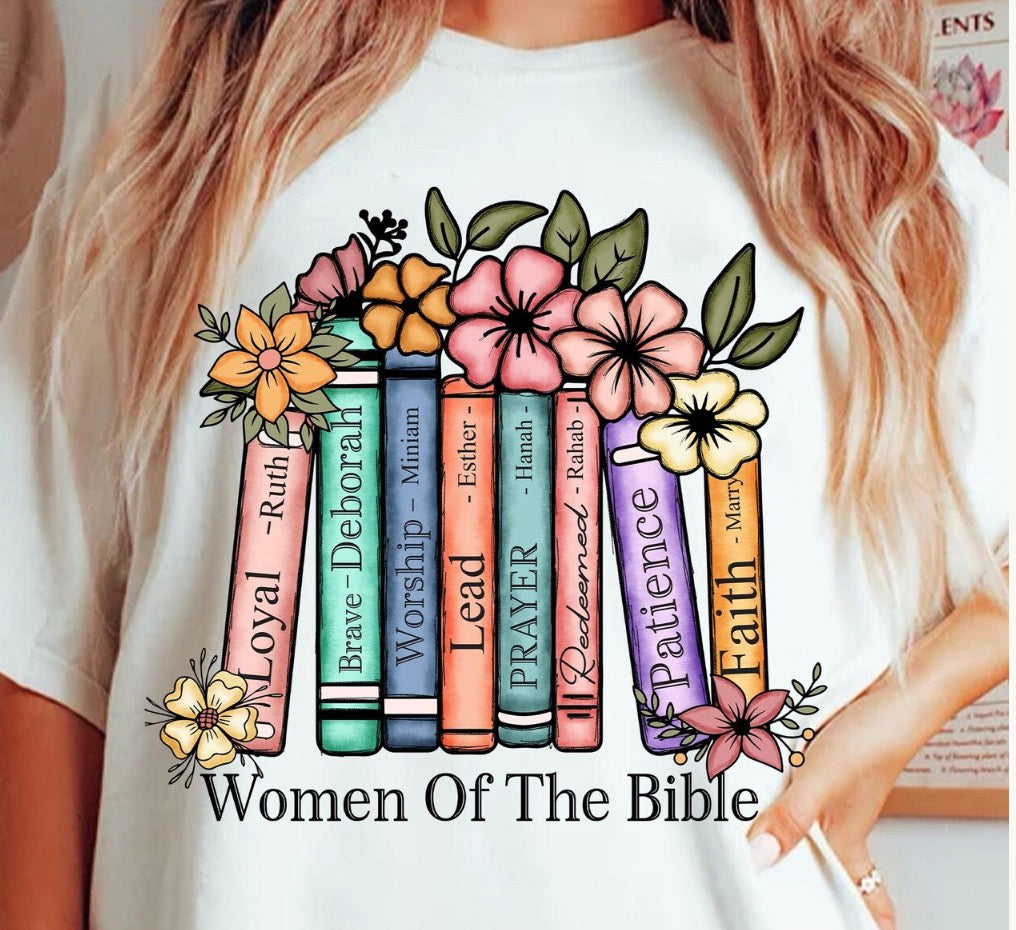 Women of the Bible Christian T-Shirt - Floral Bible Study Tee - Gildan Heavy Cotton Preshrunk - DTF Graphic Faith Shirt