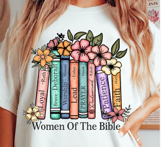 Women of the Bible Christian T-Shirt - Floral Bible Study Tee - Gildan Heavy Cotton Preshrunk - DTF Graphic Faith Shirt