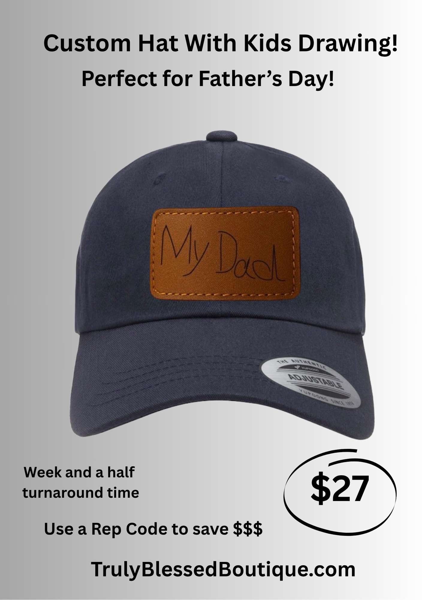 Custom Kids Drawing Hat – Personalized Dad Hat | Father’s Day Gift | Custom Handwriting Hat