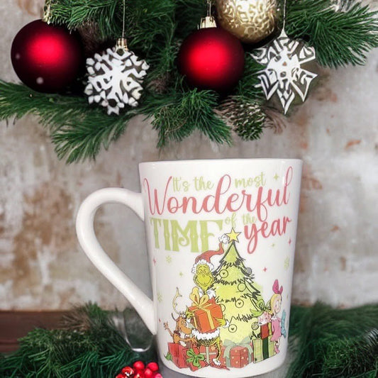 Dr. Seuss Grinch Mug - "It's the Most Wonderful Time of the Year" Character Christmas Coffee Cup