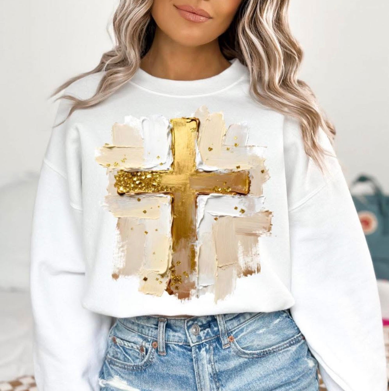 Christian gold cross shirt faith based cross graphic tee Christian boutique clothing